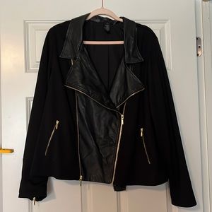 Asymmetrical black moto jacket.